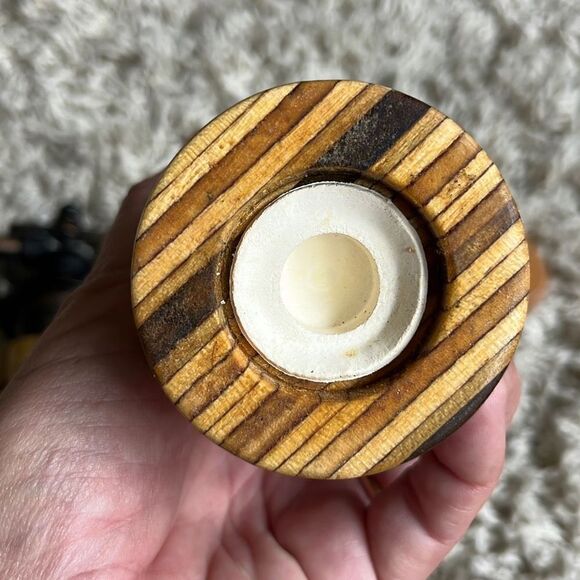 ANTIQUE STYLE Handmade Wood Brass Salt OR Peppermill and Salt Shaker Beautiful s - Picture 11 of 12